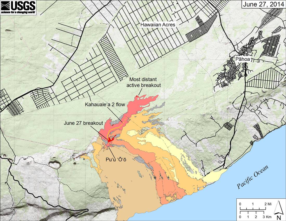 Map of the lava flows at Kilauea (USGS)