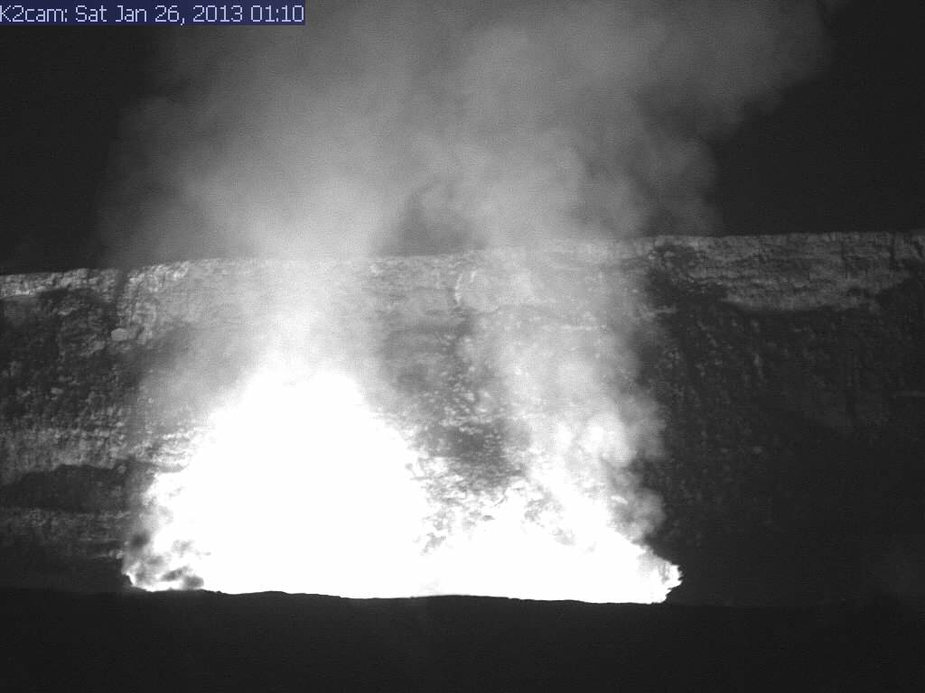 Glow from Kilauea's summit lava lake (HVO webcam)