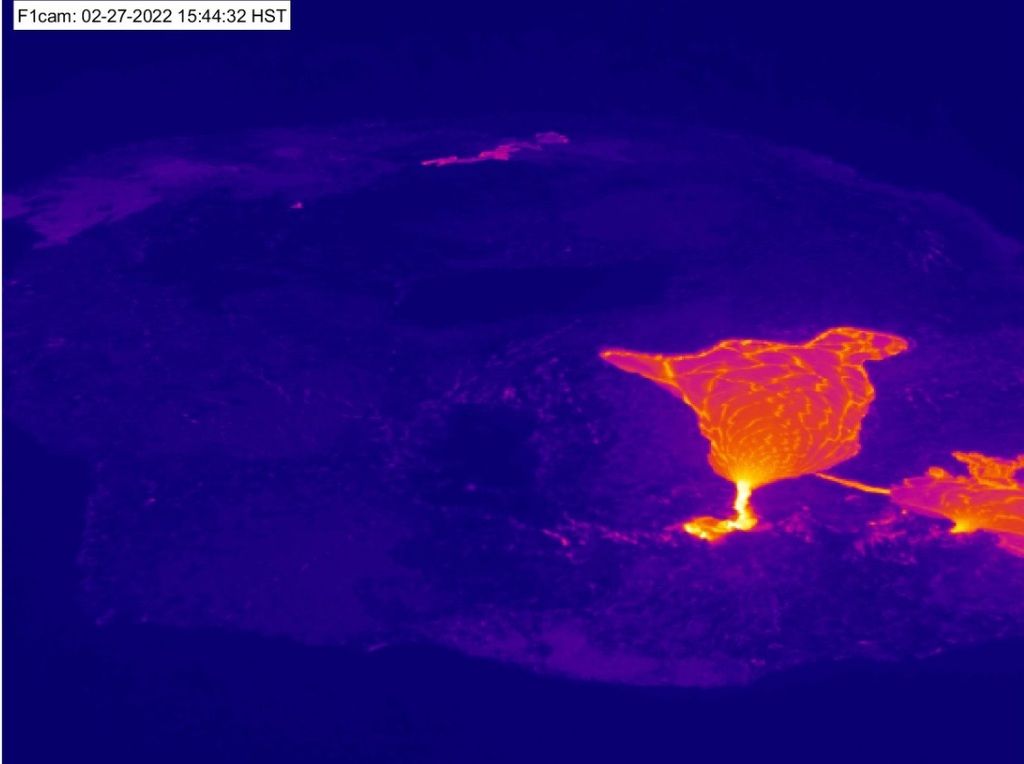 F1 thermal camera of the lava flow this afternoon (image: HVO)