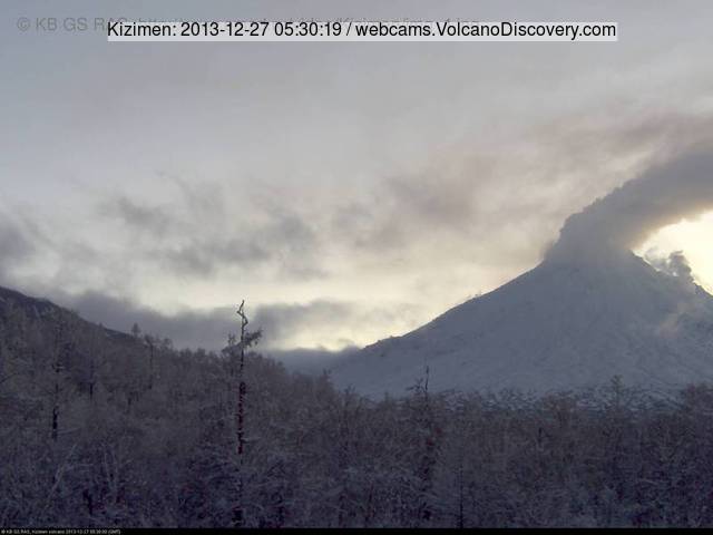 Steaming Kizimen volcano this morning