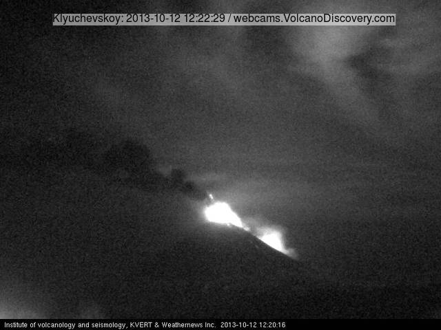 Eruption from Klyuchevskoy volcano, Kamchatka (KVERT webcam)
