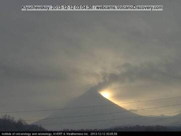 Ash emission from Klyuchevskoy volcano this morning