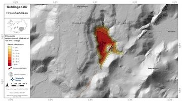 Model of the lava fill after 12 days of eruption (image: Ragnar Heiðar Þrastarson / twitter)