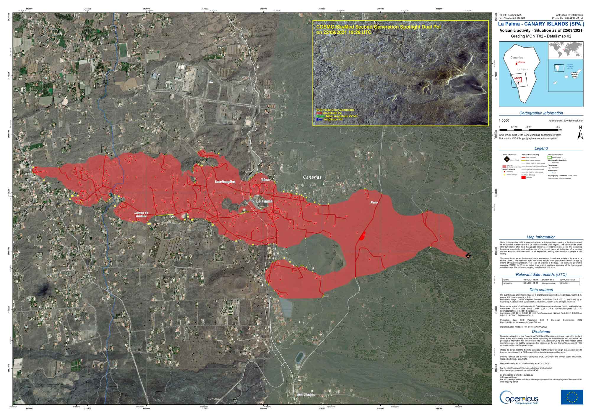 Area covered by lava flows as of this morning (image: Copernicus)