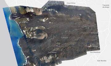 Aerial view of the area this morning (image: Government of La Palma/ opendatalapalma.es)