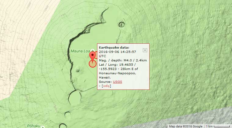M4.0 earthquake under Mauna Loa today