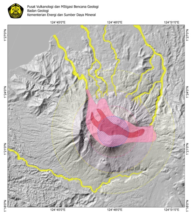 Hazardous map of Lokon-Empung volcano (image: PVMBG)
