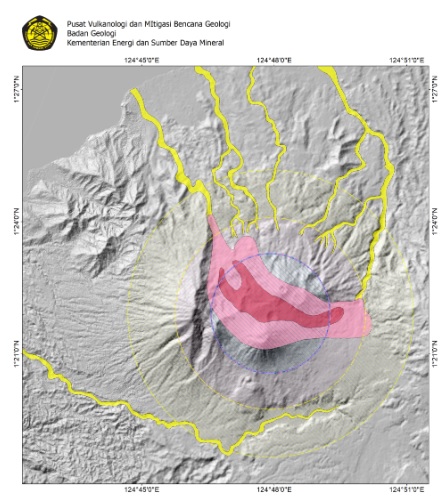 Hazardous map of Lokon-Empung volcano (image: PVMBG)