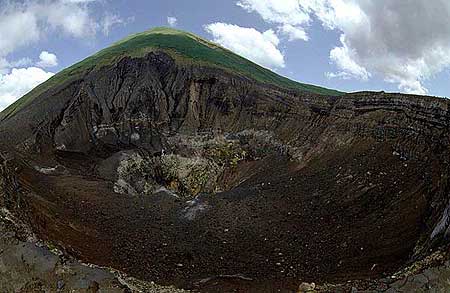 The crater and the summit cone of Lokon volcano