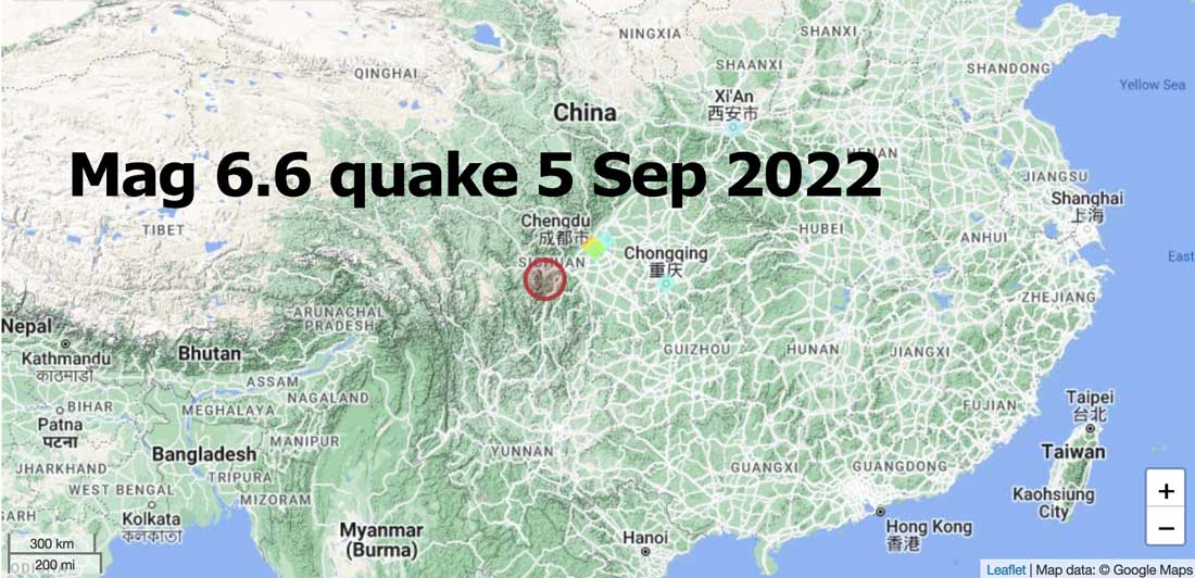 Location of this morning's mag 6.6 quake in China and shaking reports of users