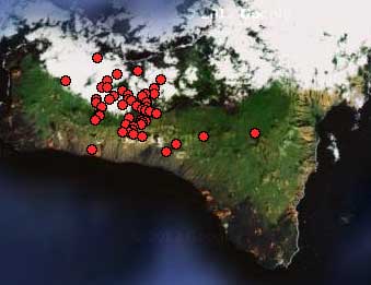 Map of today's quakes on El Hierro so far (AVCAN)