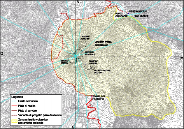 Map of the "Yellow" area of Etna volcano