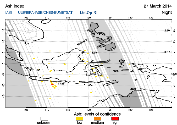 Ash plume from Merapi in Centra Java (ESA)