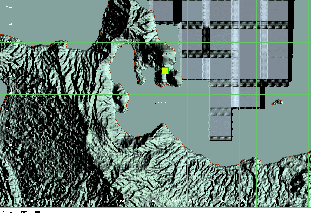 MODIS hot spot data (past 7 days) for Tavurvur volcano (ModVolc, Univ. Hawaii)