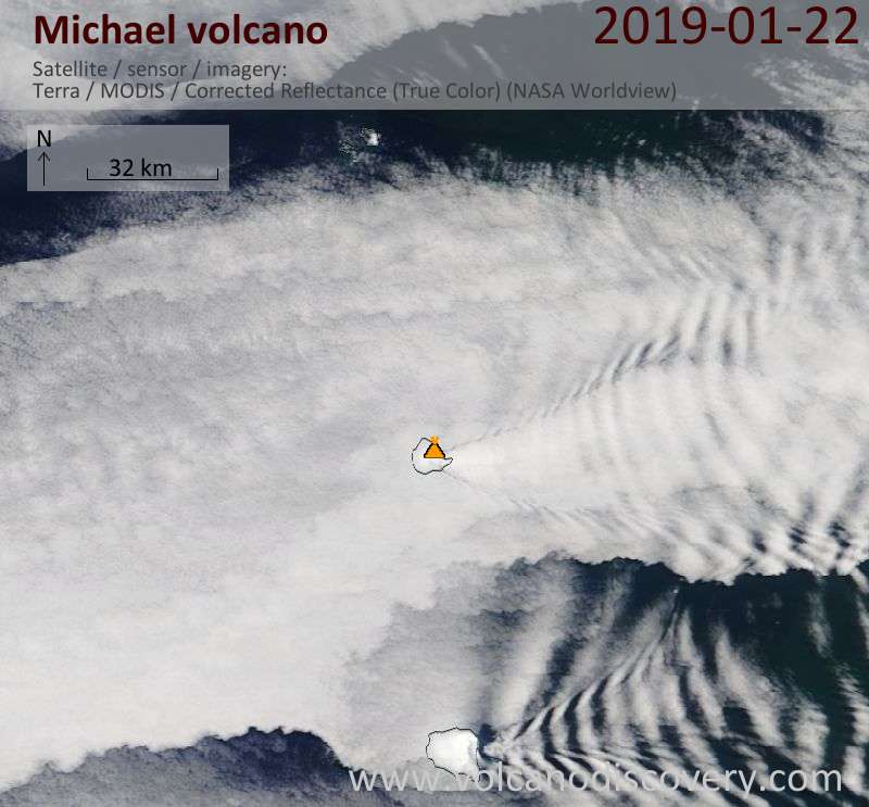 Спутниковое изображение вулкана Michael 22 Jan 2019