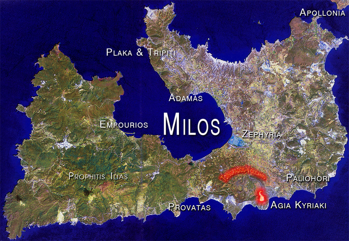Milos seen by satellite photographs (NASA)