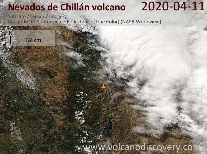 Satellite image of Nevados de Chillán volcano on 12 Apr 2020