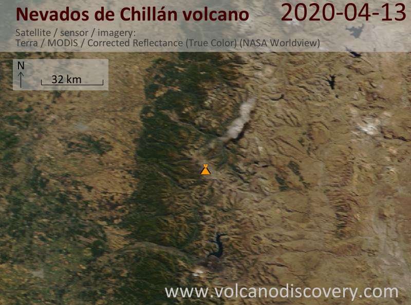 Satellite image of Nevados de Chillán volcano on 13 Apr 2020