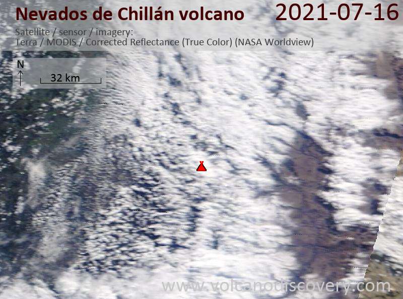 Спутниковое изображение вулкана Nevados de Chillán 17 Jul 2021
