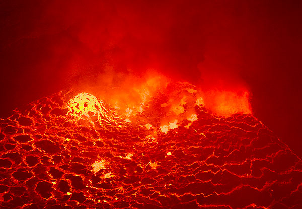 Exploding lava bubble on the lake (1)