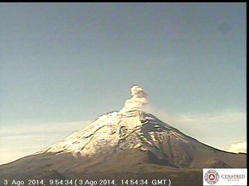 Small ash puff at Popocatépetl yesterday (CENAPRED)