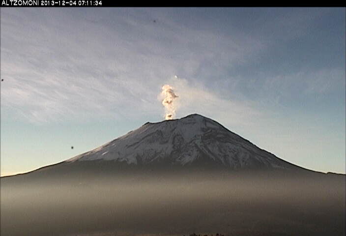 Small steam / gas emission from Popocatépetl yesterday