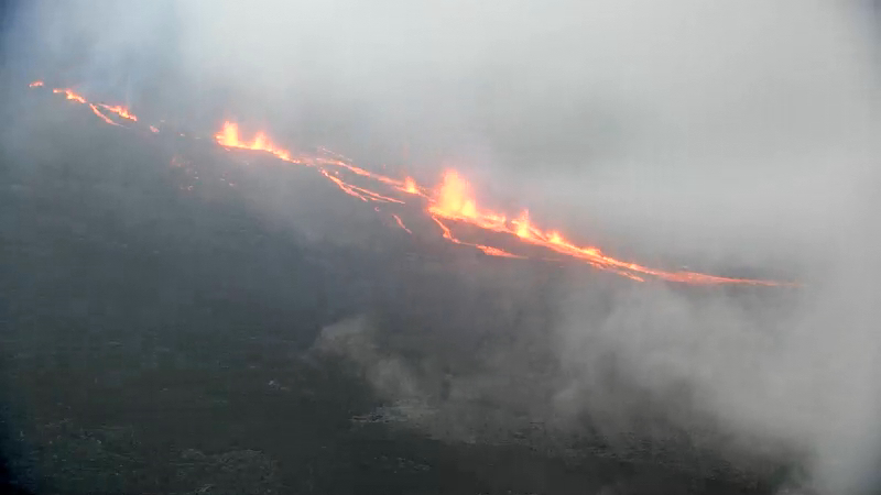 New lava flow on the southern flank of Piton de la Fournaise volcano (image: OVPF)