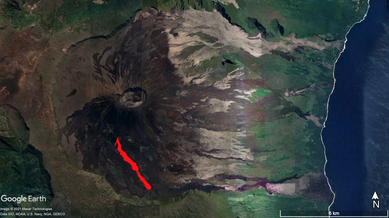 Location of the current eruptive site (image: OVPF)
