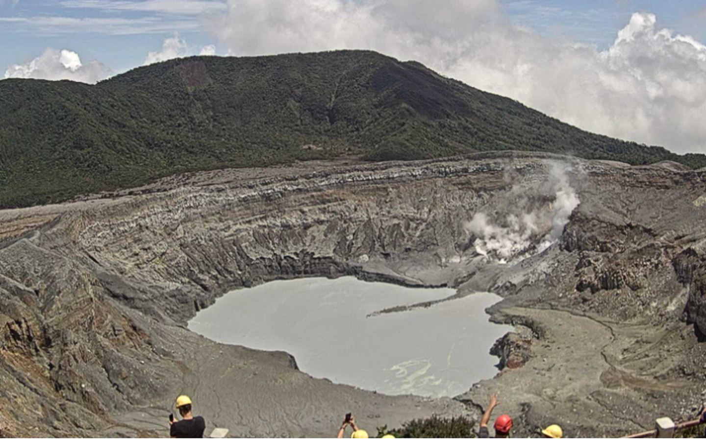View of Poás volcano the morning before the eruption with visitors near the crater where it occurred later at night (image: OVSICORI-UNA)