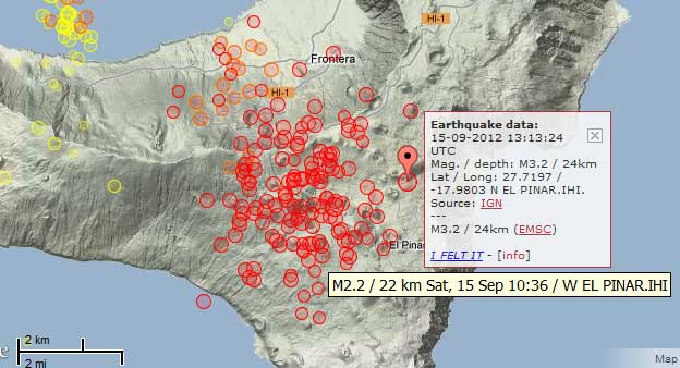 The M 3.2 quake near El Pinar today 13:13