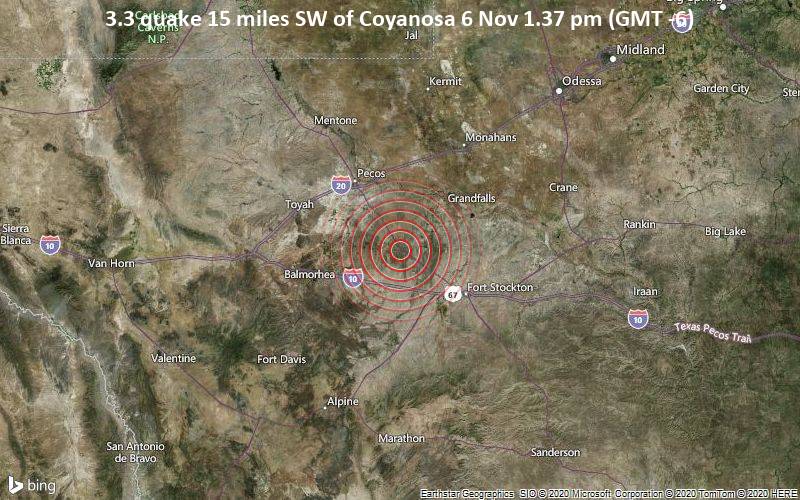 Magnitude 3.3 earthquake strikes near Pecos, Texas / VolcanoDiscovery