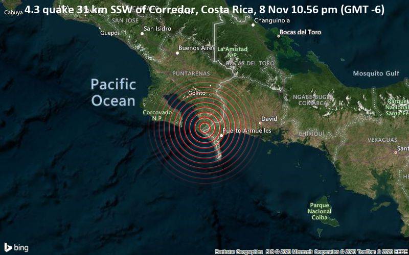 Quake Info Mag 4 5 Earthquake 18 Km West Of Puerto Armuelles Baru Provincia De Chiriqui Panama On Sunday 8 Nov 10 56 Pm Gmt 6 Volcanodiscovery