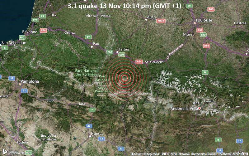 magnitude 3 1 earthquake strikes near tarbes france volcanodiscovery