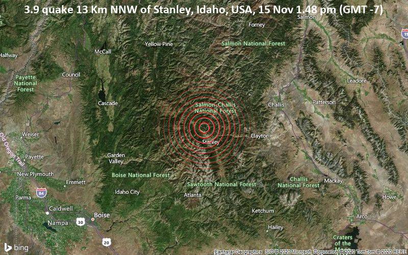 Small magnitude 3.9 earthquake 40 miles southwest of Chalice, Idaho / Volcano Discovery