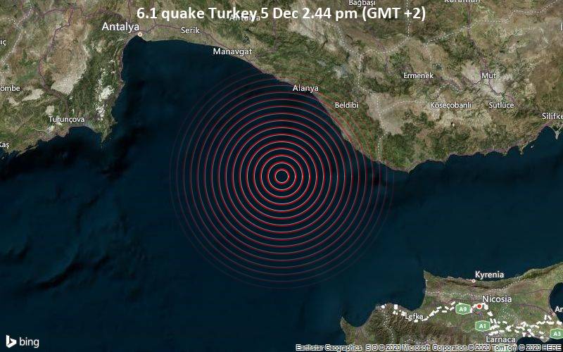 6,1 gempa Turki 5 Des 14.44 (GMT +2)