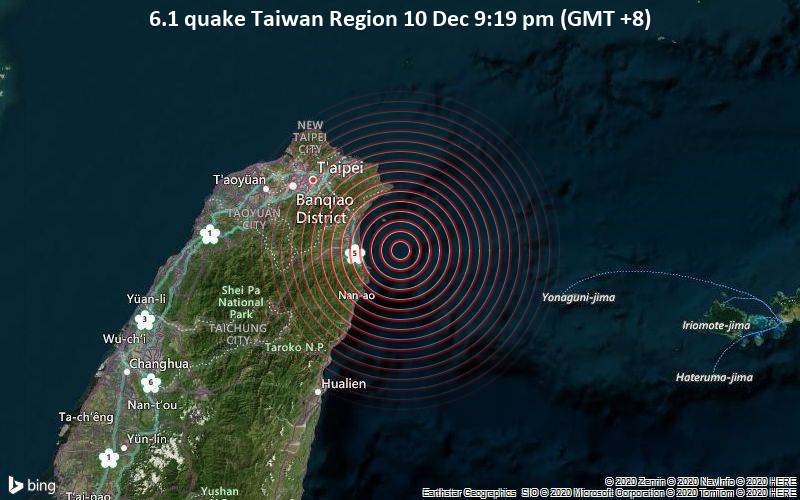 6.1 quake Taiwan Region 10 Dec 9:19 pm (GMT +8)