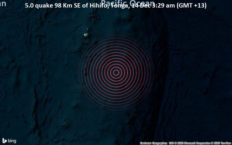 Significant magnitude 5.0 earthquake 99 km southeast of Hihifo, Tonga - VolcanoDiscovery