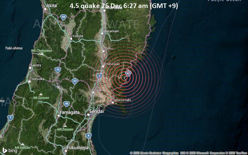 4.5 quake 25 Dec 6:27 am (GMT +9)