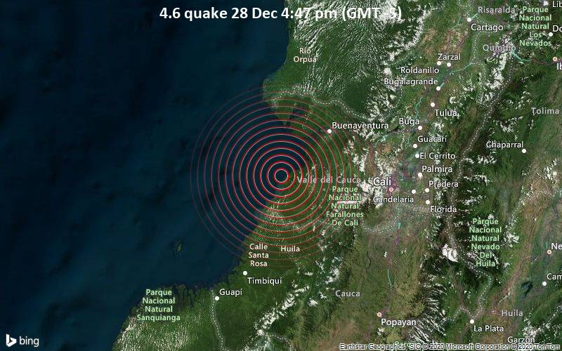 Leichtes Erdbeben Der Starke 4 6 Vor Wenigen Minuten Gemeldet Sudwestlich Von Buenaventura Departamento Del Valle Del Cauca Kolumbien Volcanodiscovery