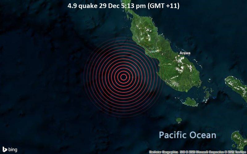 4.9 quake 29 Dec 5:13 pm (GMT +11)