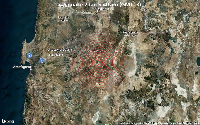 4.6 quake 2 Jan 5:40 am (GMT -3)