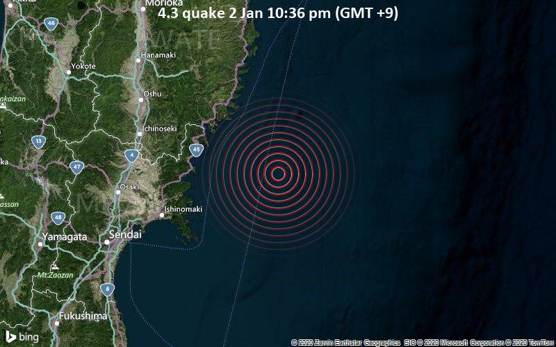 4.3 quake 2 Jan 10:36 pm (GMT +9)