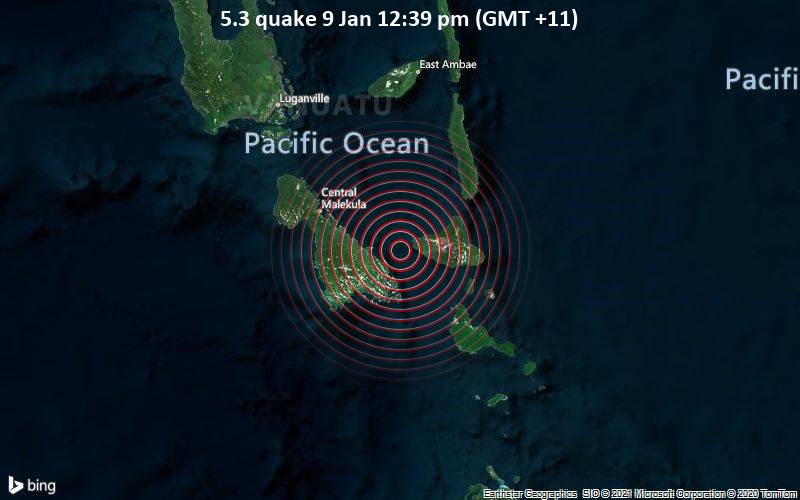 5.3 quake 9 Jan 12:39 pm (GMT +11)