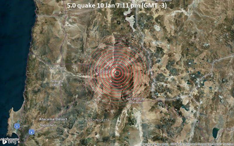 5.0 quake 10 Jan 7:11 pm (GMT -3)