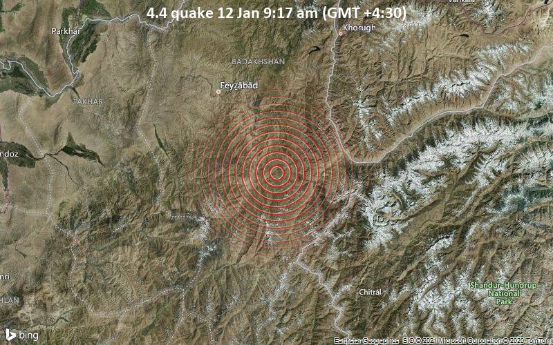 An earthquake measuring 4.4 on the Richter scale 34 km southeast of Gorm, Afghanistan / Discovery Volcano