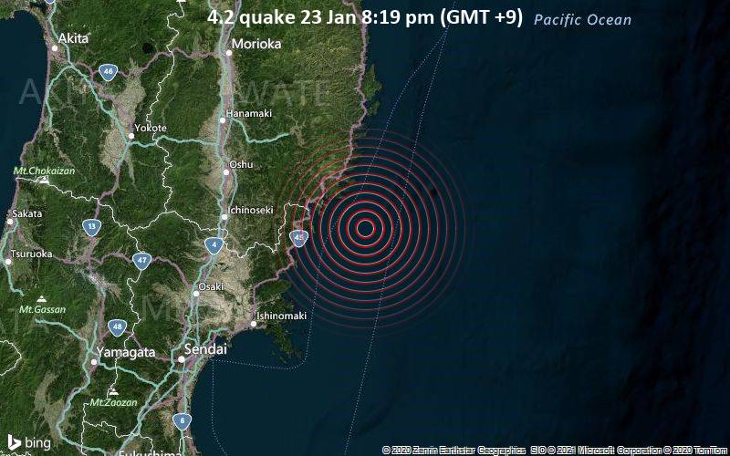 Leichtes Beben Der Starke 4 2 Vor Wenigen Minuten Gemeldet Sudostlich Von Åfunato Åfunato Shi Prafektur Iwate Japan Volcanodiscovery