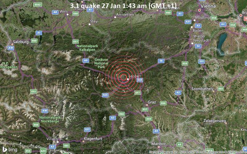 Schwaches Erdbeben Der Starke 3 1 Erschuttert Trofaiach Politischer Bezirk Leoben Steiermark Osterreich Volcanodiscovery