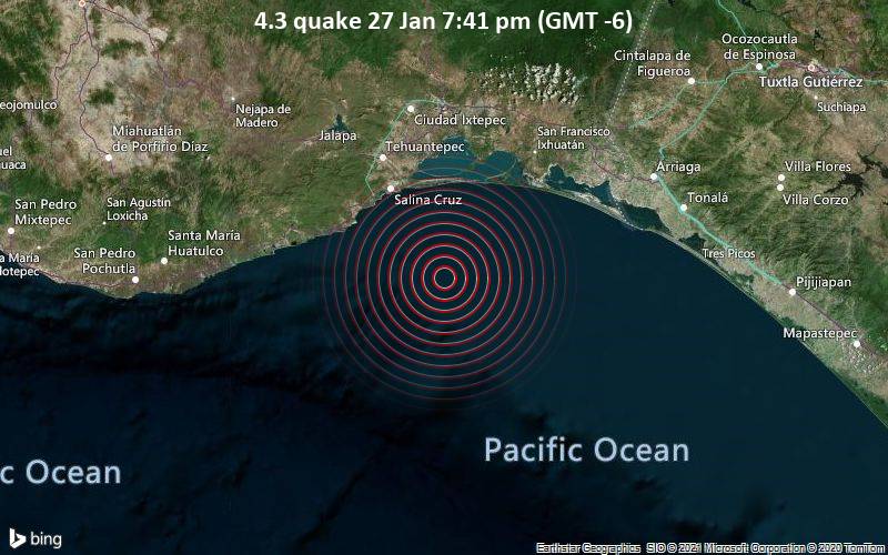 Salina Cruz Mexico Map Moderate Magnitude 4.3 Earthquake 54 Km Southeast Of Salina Cruz, Mexico