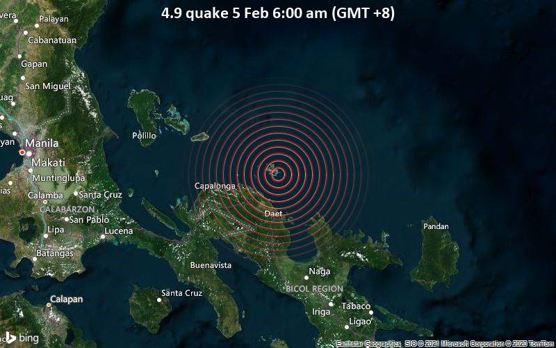 4.9 quake 5 Feb 6:00 am (GMT +8)