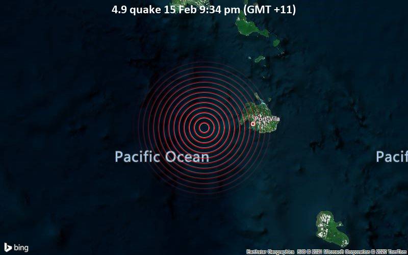 4.9 quake 15 Feb 9:34 pm (GMT +11)
